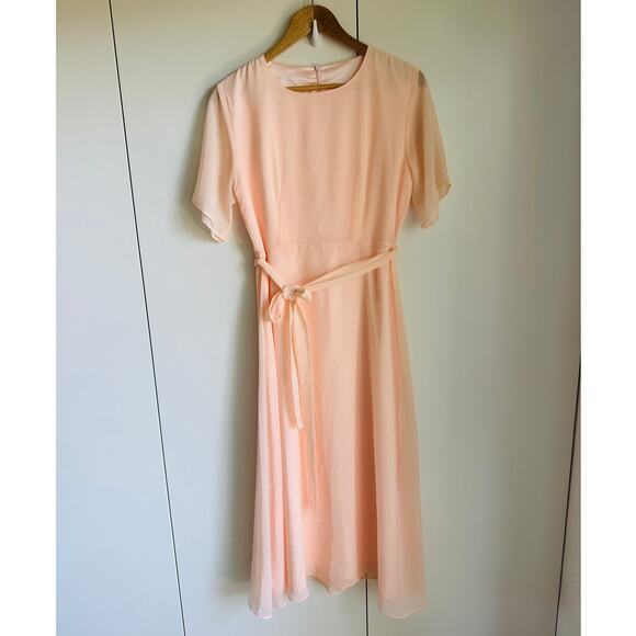 Women's Vintage Dress Peach Romantic Ethereal Coquette Size Med Flowy - Picture 2 of 6